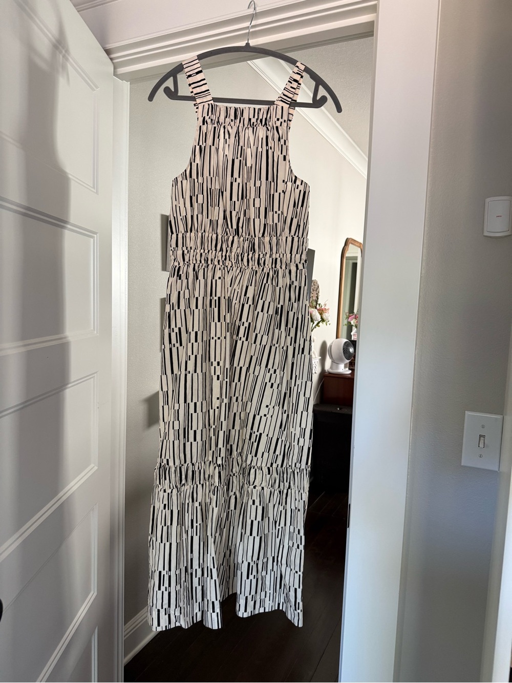 Anthropologie Women’s Black and White Patterned Maxi Dress